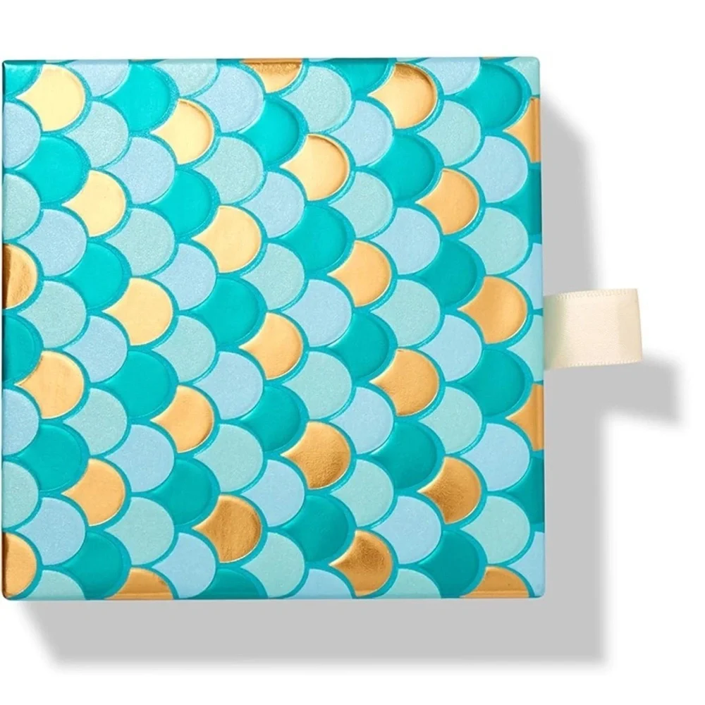 Mermaid Scale Gift Card Box, Teal and Gold, EUC